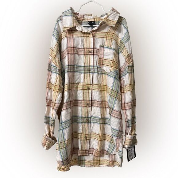 Nwt girls 10/12 art class Multicolor Plaid Button Down Shirt - Picture 1 of 2